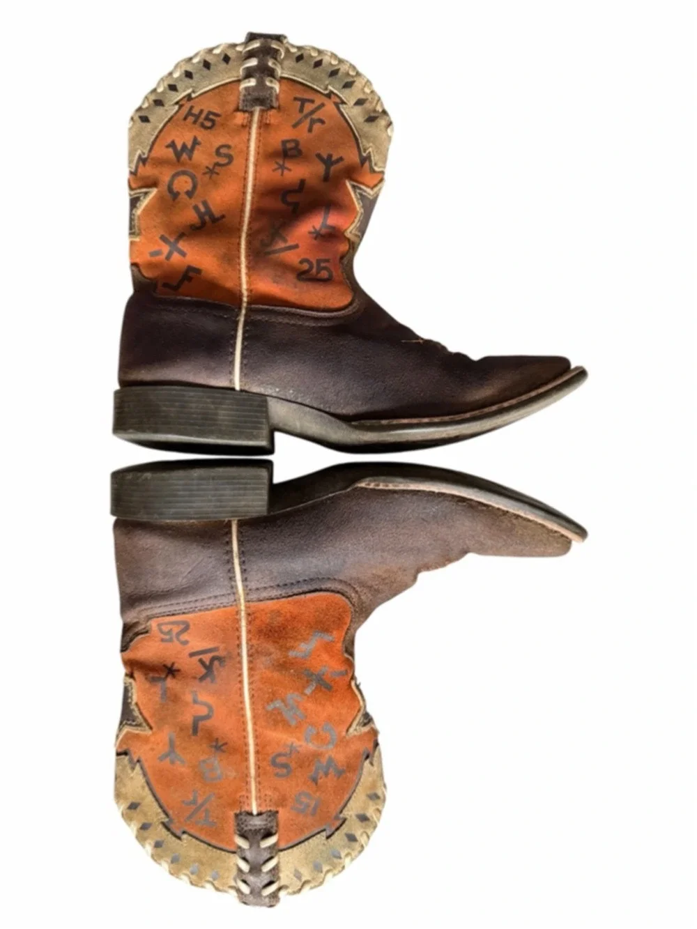 Ariat Kids Heritage Roughstock Western Cowboy Boots Brown Orange Size US 3 EU 34
